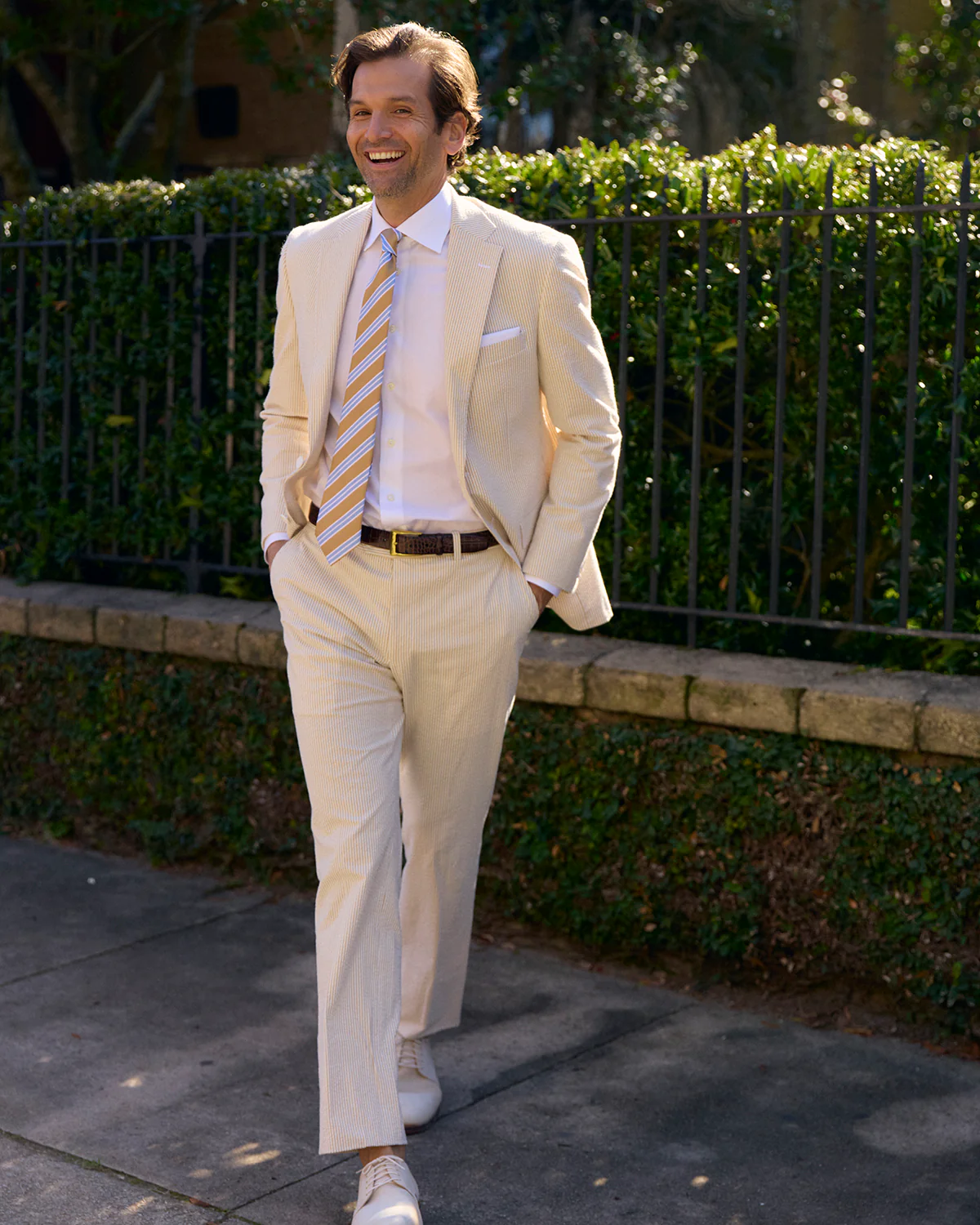 Tan Bisque Seersucker Stretch Sport Coat | Seersucker Suit Separates - Image 6