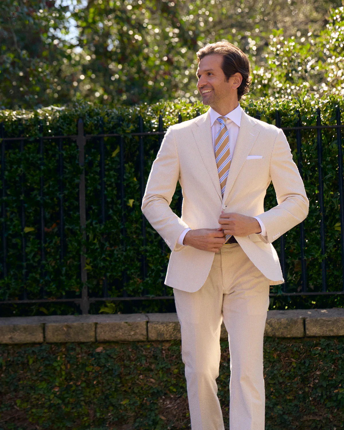 Tan Bisque Seersucker Stretch Sport Coat | Seersucker Suit Separates - Image 3