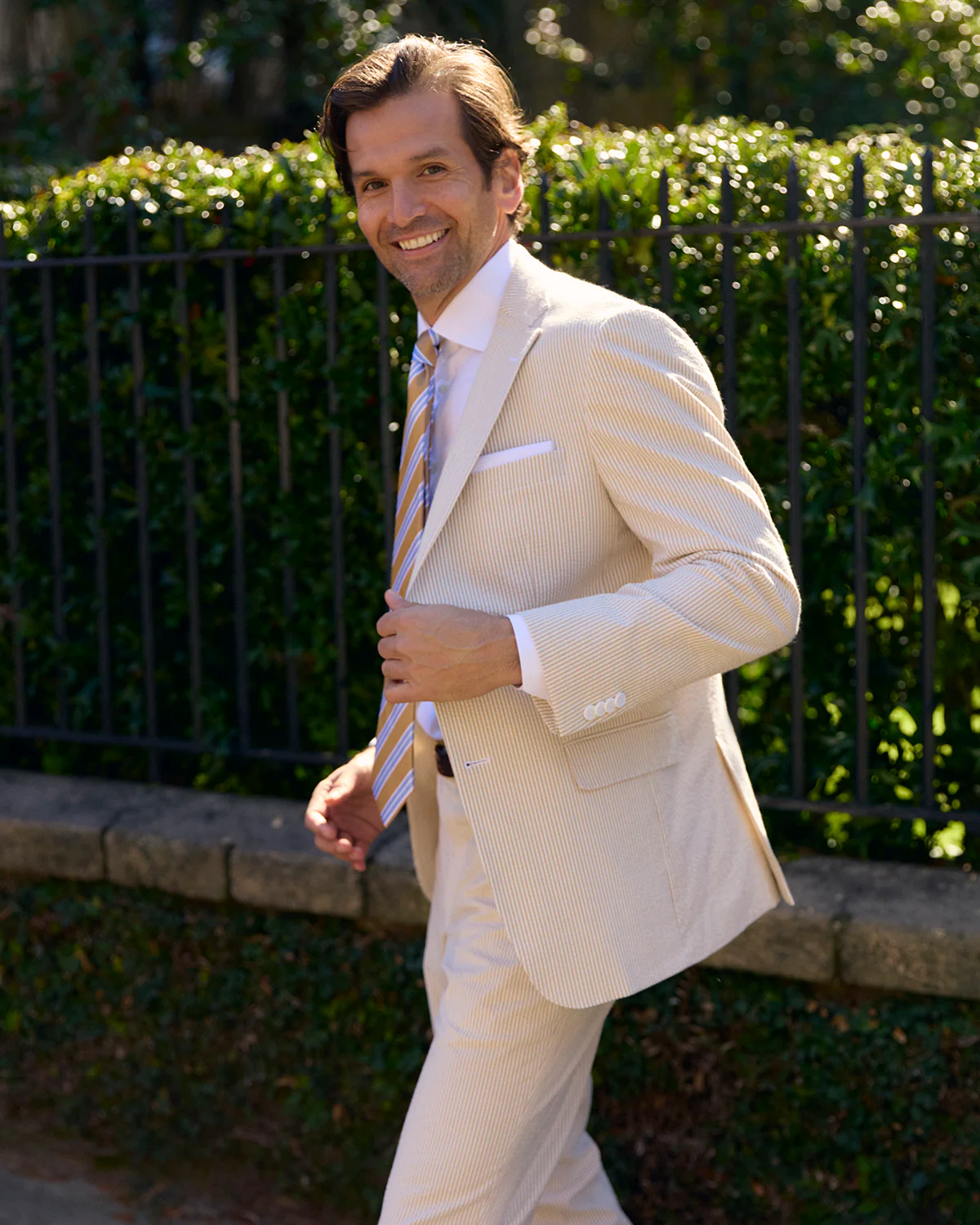 Tan Bisque Seersucker Stretch Sport Coat | Seersucker Suit Separates - Image 5