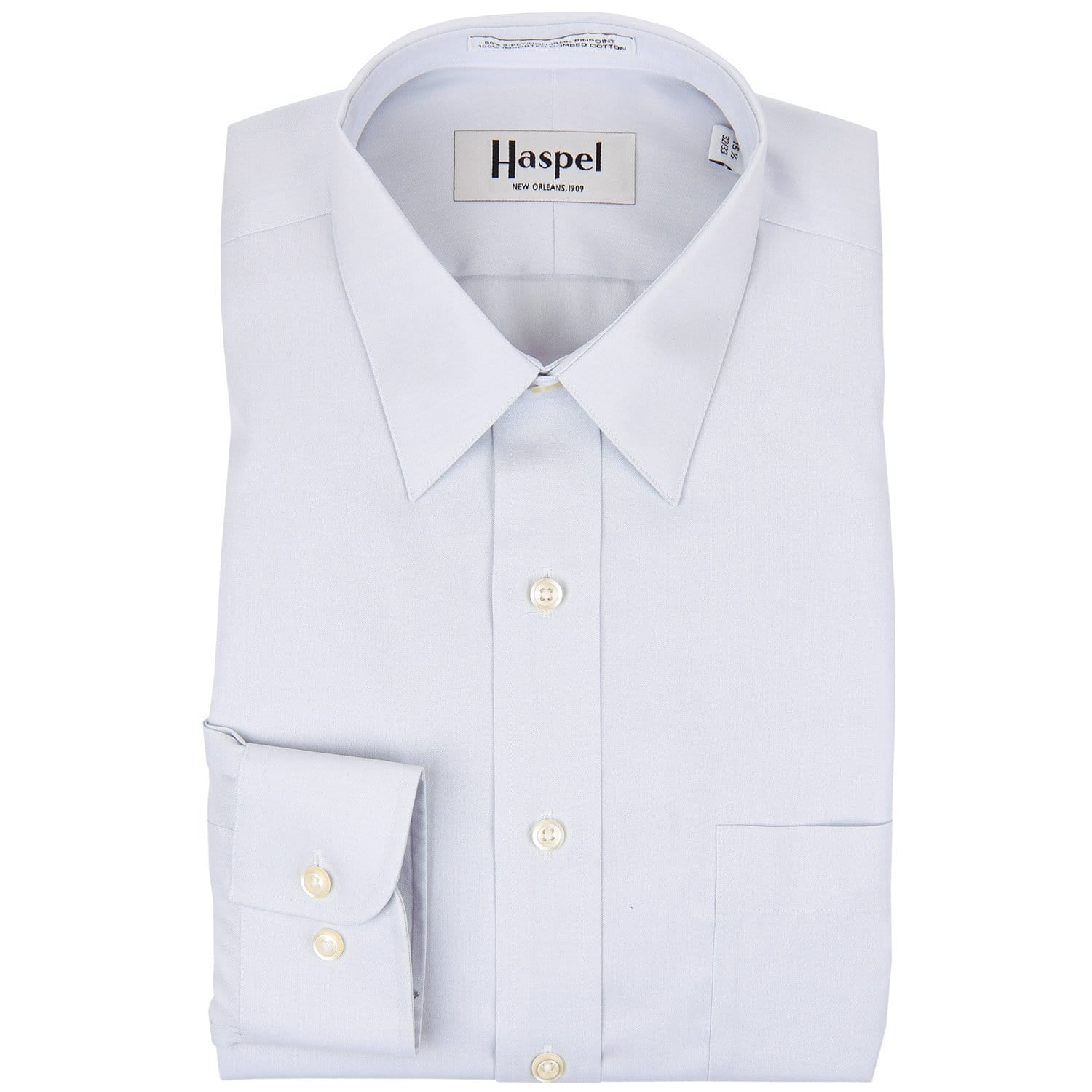 Dauphine Lt. Gray Solid (Regular Fit) Pinpoint Oxford Dress Shirt - Spread Collar - Image 4
